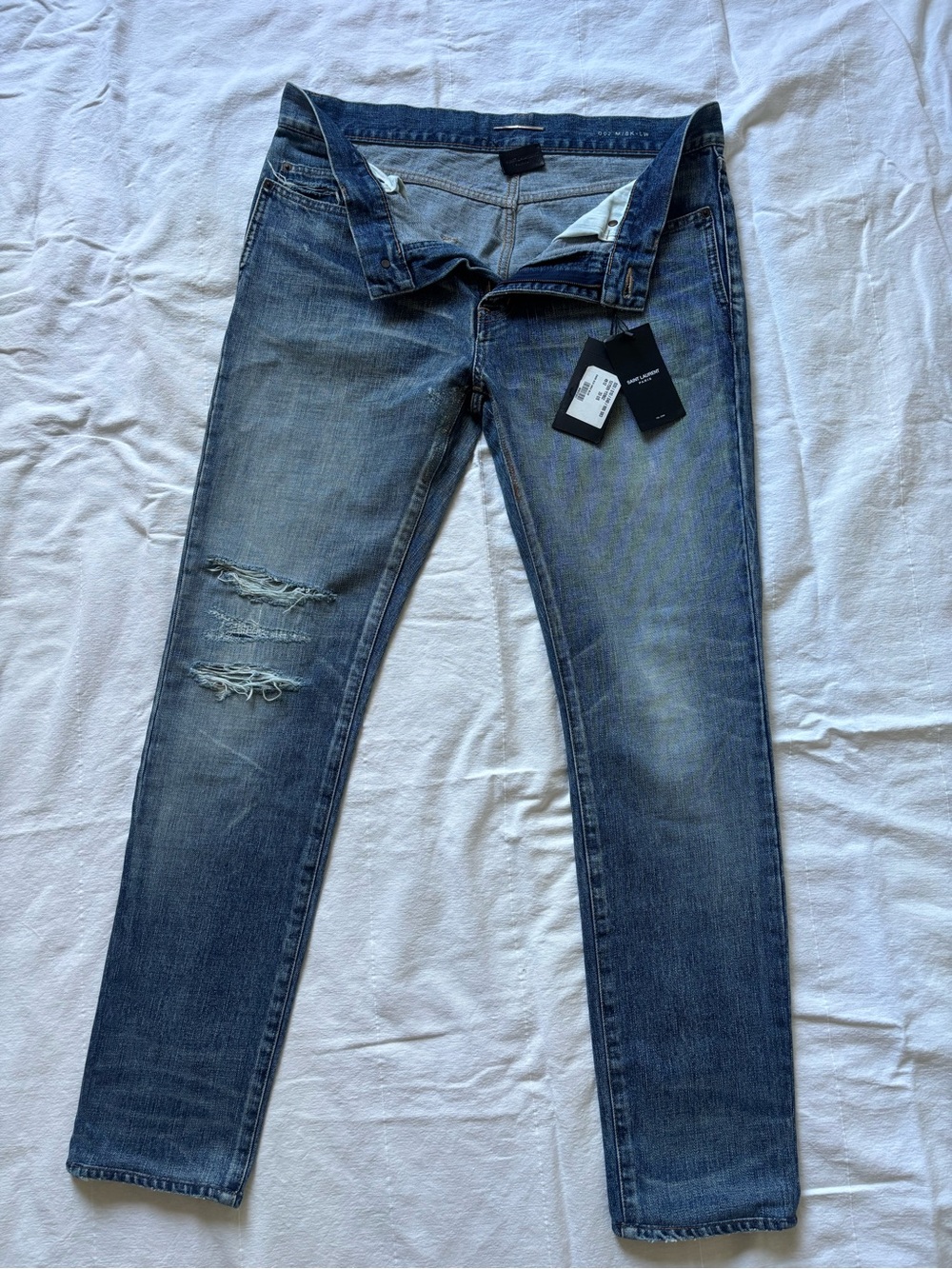Saint Laurent Men's Faded Blue Slim Jeans - Picture 14 of 16
